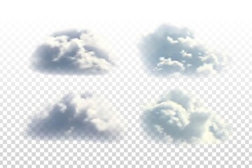 Wall Mural - Vector set of realistic isolated cloud for template decoration and covering on the transparent background. Concept of storm and cloudscape.