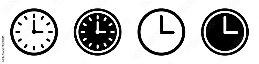 Set of clock icons. Clock, time. - obrazy, fototapety, plakaty 