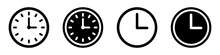 Set Of Clock Icons. Clock, Time.