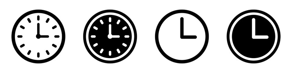 set of clock icons. clock, time.