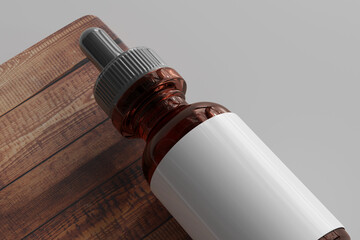 Sticker - Isolated Amber Glass Dropper Bottle 3D Rendering