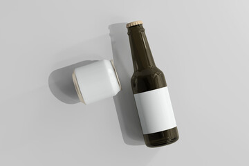 Poster - 250ml Stubby Soda or Beer Can and Bottle 3D Rendering