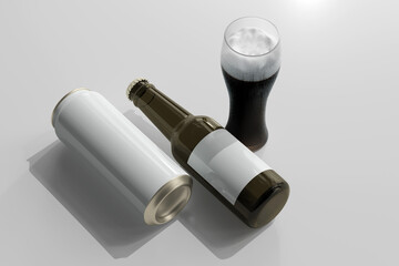 Poster - 500ml Sleek Soda or Beer Can with Bottle 3D Rendering