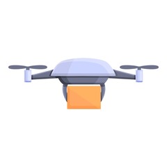 Drone parcel delivery icon. Cartoon of Drone parcel delivery vector icon for web design isolated on white background