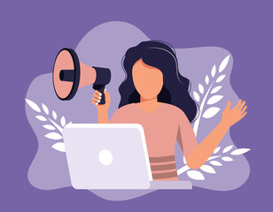 Wall Mural - digital marketing concept. advertising and promoting. flat vector illustration. online marketing spe