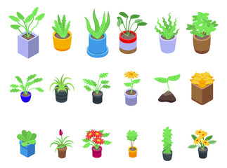 Wall Mural - Plants icons set. Isometric set of plants vector icons for web design isolated on white background