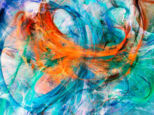 Blue And Orange Abstract Fractal Background 3d Rendering Illustration