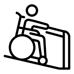 Canvas Print - Wheelchair man help icon. Outline Wheelchair man help vector icon for web design isolated on white background