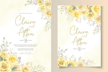 Sticker - Beautiful yellow floral wedding invitation card design