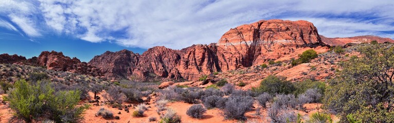 Wall Mural - Padre Canyon, Snow Canyon State Park, Saddleback Tuacahn desert hiking trail landscape panorama views, Cliffs National Conservation Area Wilderness, St George, Utah, United States. USA.