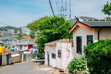 Wall Mural - Country village street scenery in Yeosu, Korea