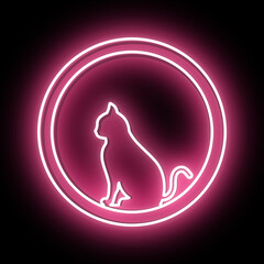 Sticker - cat with its pink light, in a neon and night decoration