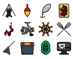 Canvas Print - Fishing Icon Set