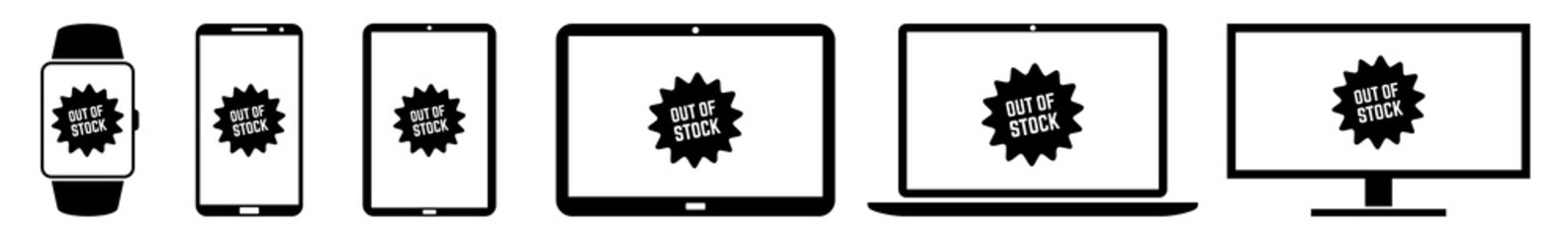 Wall Mural - display out, of, stock, label, badge, price, tag, sticker, logo icon devices set | web screen device