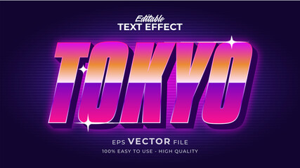 Wall Mural - Editable text style effect - Tokyo Tech Retro text style theme