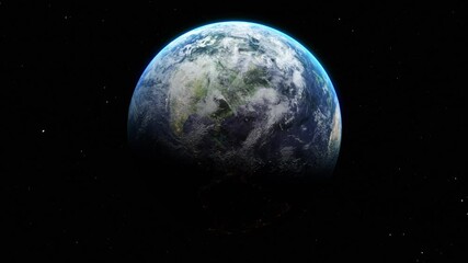 Wall Mural - sunrise and shadow on the earth in space with star in universe. world realistic atmosphere 3d volume
