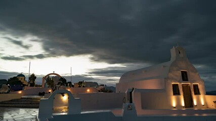 Sticker - Night time Lapse of the Church Chapel on Santorini Island, Oia