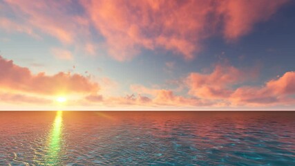 Wall Mural - Beautiful tranquil natural vacation seascape with scenic ocean waves in tropical environment, deep clear transparent pure blue water background. A summer travel in paradise, peaceful 3D render