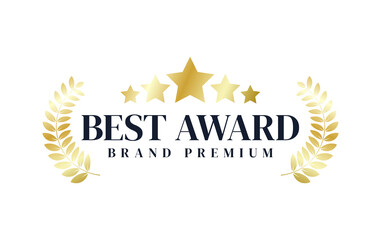 best award brand premium gold laurel wreath badge logo design five star vector