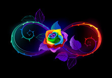 Bright Infinity With Rainbow Rose