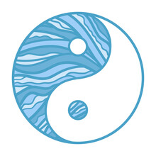 Yin And Yang. Religious Symbol. Religion. Hand Drawn Circle Sign On Isolation Background. Freehand Symbol