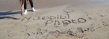 Girl Writing My Nickname On Beach
