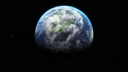Wall Mural - sunrise and shadow on the earth in space with star in universe. world realistic atmosphere 3d volume