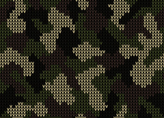 Wall Mural - Vector military camouflage seamless texture. Knitted sweater structure.