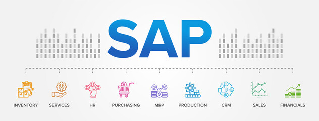 SAP Enterprise Resource Planning (ERP) construction concept module vector icons