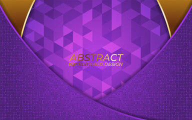 Abstract purple and line gold background with overlap layer