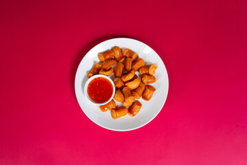 Wall Mural - Fried Hot Dog Snacks in Thailand