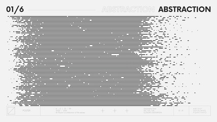 Leinwandbilder - Abstract modern geometric banner with simple shapes in black and white colors, graphic composition design vector background, pattern of horizontal stripes breaking into dotted lines