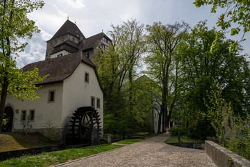 Sticker - view of the old castle and mill in the historic city center of Aarau