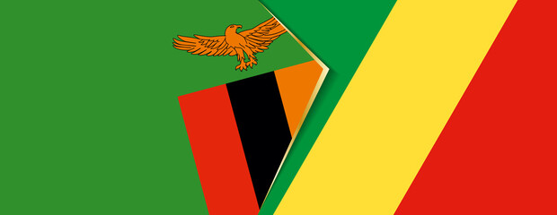 Wall Mural - Zambia and Congo flags, two vector flags.