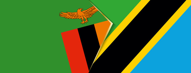 Wall Mural - Zambia and Tanzania flags, two vector flags.