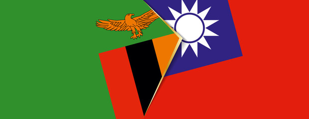 Canvas Print - Zambia and Taiwan flags, two vector flags.