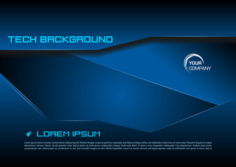 Wall Mural - abstract luxury shine modern technology vector background template. geometric shape backdrop in blue