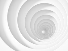 Abstract Empty White Tunnel Perspective, 3 D