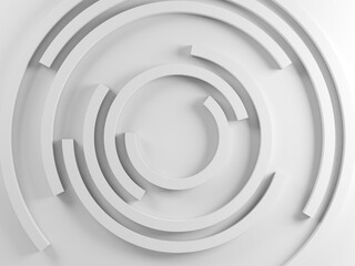 Wall Mural - Abstract white background with concentric 3d circles sectors