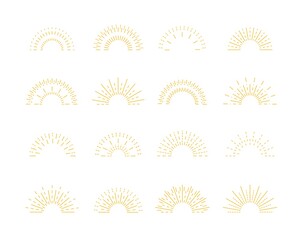 Wall Mural - sunburst rays. isolated sun burst, retro lines sunshine embleme. hipster sunrise, round summer sun s