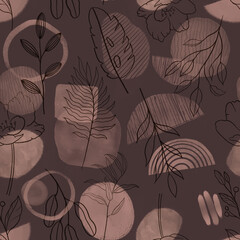 Poster - Hand drawn aesthetic botanical seamless pattern for print, textile, apparel design.