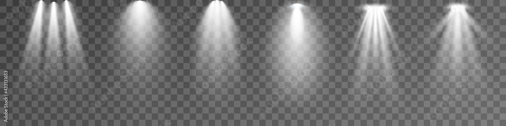 Set of Spotlight isolated on transparent background. Vector glowing ...