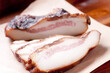 Closeup shot of sliced pork jowl bacon