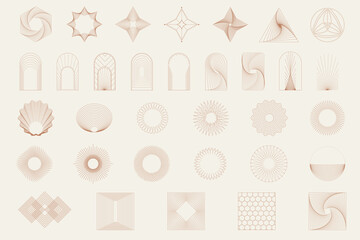 Wall Mural - linear boho logos and frames elements. design templates in modern minimalist style with copy space f