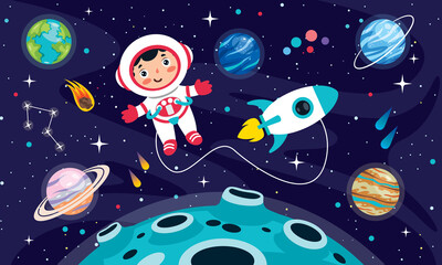 Hand Drawn Colorful Ssace Background