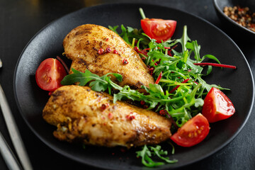 Sticker - Grilled chicken breast with vegetables and salad