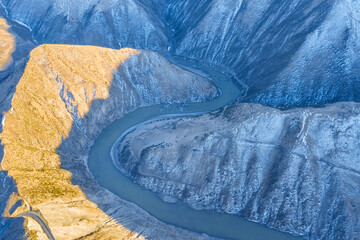 Sticker - aerial view of the winding nujiang river in tibet