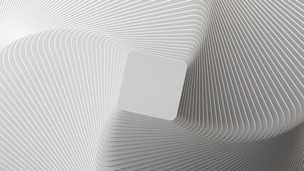 3d render, abstract white geometric background, minimal flat lay, square blank card deck