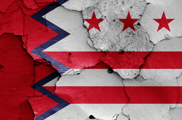 Wall Mural - flag of Washington painted on cracked wall