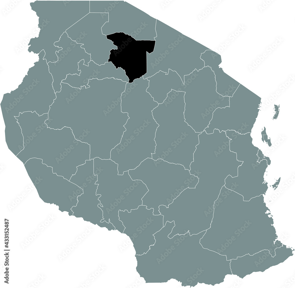 Simiyu Black highlighted location map of the Tanzanian Simiyu region inside ...